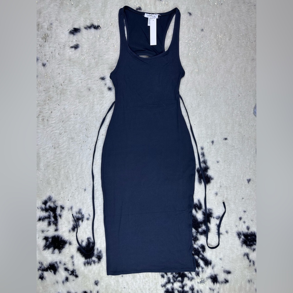 Capella Apparel Women’s Black Jersey Racerback Spandex Midi Dress